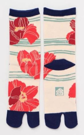 chez-rhox-geek-stop-socks-Poppy-flowers-red-beige-green-25-28cm.jpg