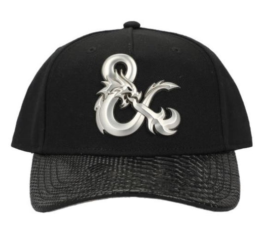 chez-rhox-geek-stop-cap-hat-snapback-dungeon-and-dragon-metallic-logo-and-dragon-skin-leather-black.JPG
