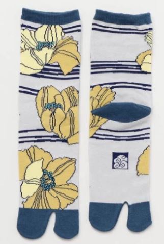 chez-rhox-geek-stop-socks-Poppy-flowers-yellow-gray-blue-25-28cm.jpg