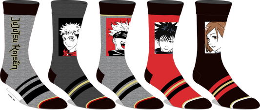 chez-rhox-geek-stop-socks-jujutsu-kaisen-sukunas-finger-jujutsu-high-itadori-nobara-megumi-gojo-5-pairs-crew.png