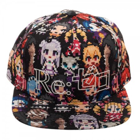chez-rhox-geek-stop-cap-snapback-re-zero-chibi-characters-8-bit.jpeg