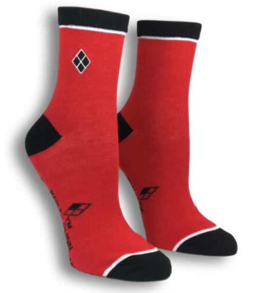 chez-rhox-geek-stop-socks-DC-Harley-Quinn-logo-1-pair-anklet-red-black.JPG