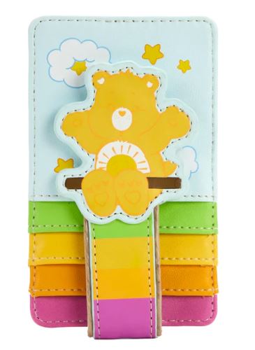 chez-rhox-geek-stop-card-holder-care-bears-funshine-clouds-blue-green-yellow-orange-pink-fake-leather.JPG