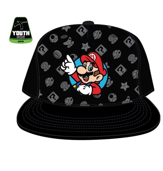 chez-rhox-geek-stop-cap-nintendo-super-mario-mario-emblem-with-various-items-snapback-trucker-youth-black.jpg