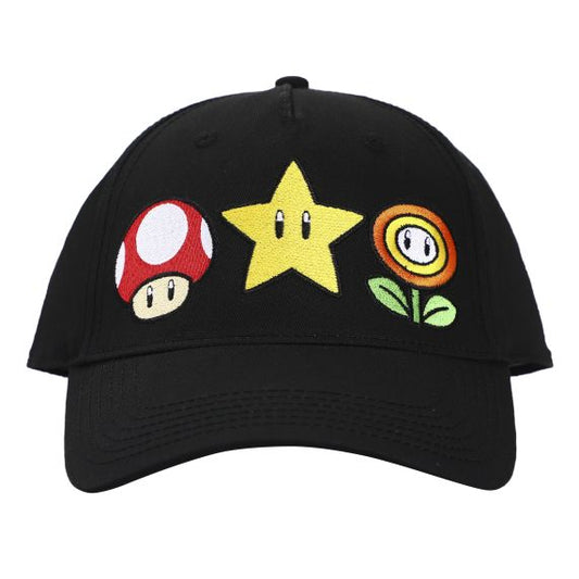 chez-rhox-geek-stop-cap-nintendo-super-mario-mushroom-star-and-fire-flower-black-ajustable.jpg