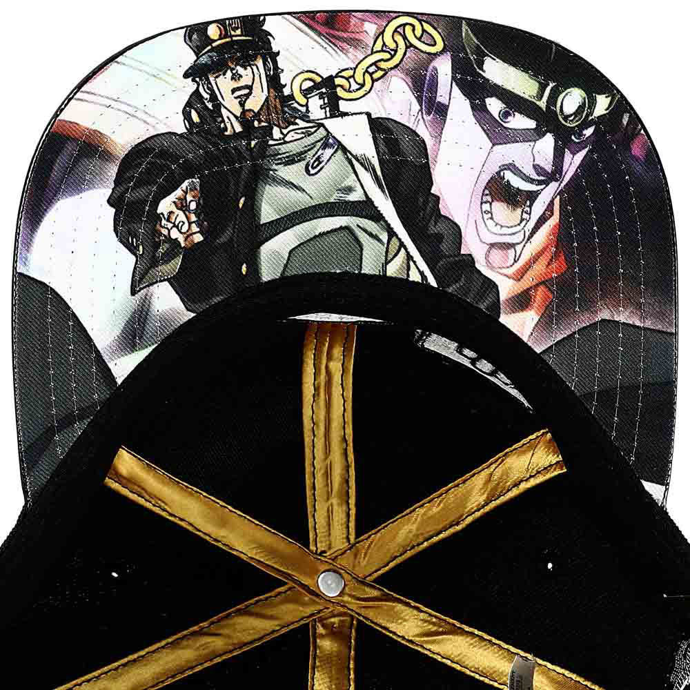 chez-rhox-geek-stop-cap-hat-snapback-jojos-bizarre-adventure-kujo-jotaro-symbols-black-and-gold-vinyl-2.jpeg